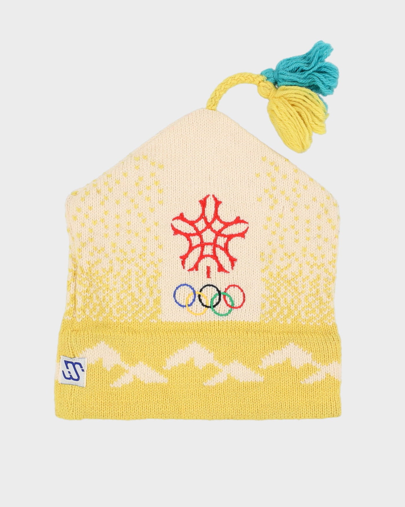 Vintage 1988 Olympics Yellow / Cream Patterned Beanie