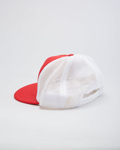 Vintage 1985 Family Reunion Slogan Red / White Snapback Trucker Hat