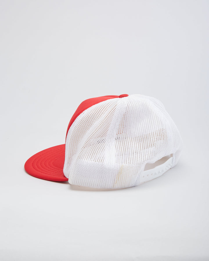 Vintage 1985 Family Reunion Slogan Red / White Snapback Trucker Hat
