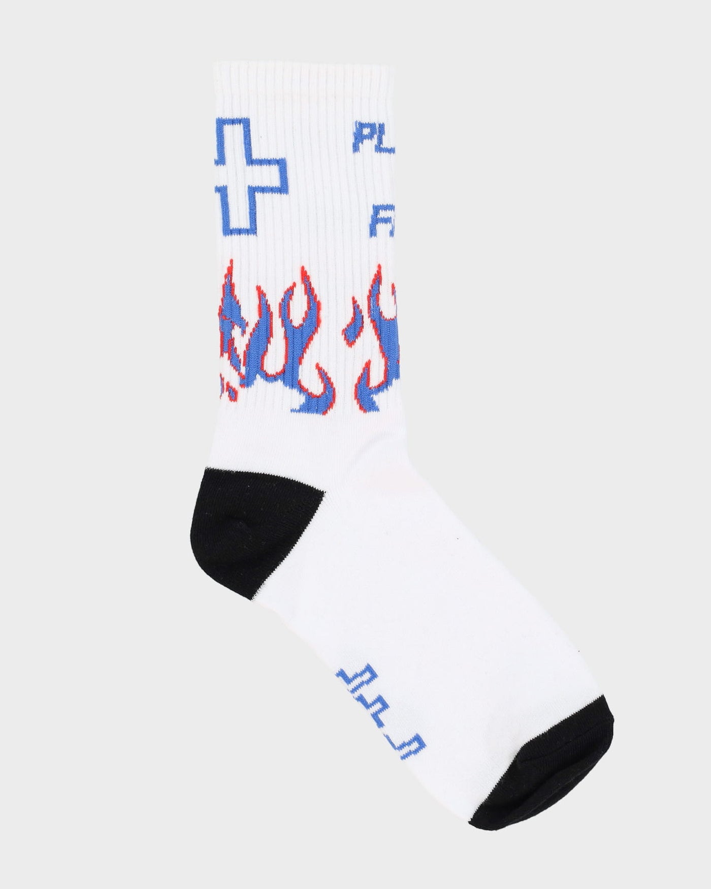 Blue Flame Design White Socks