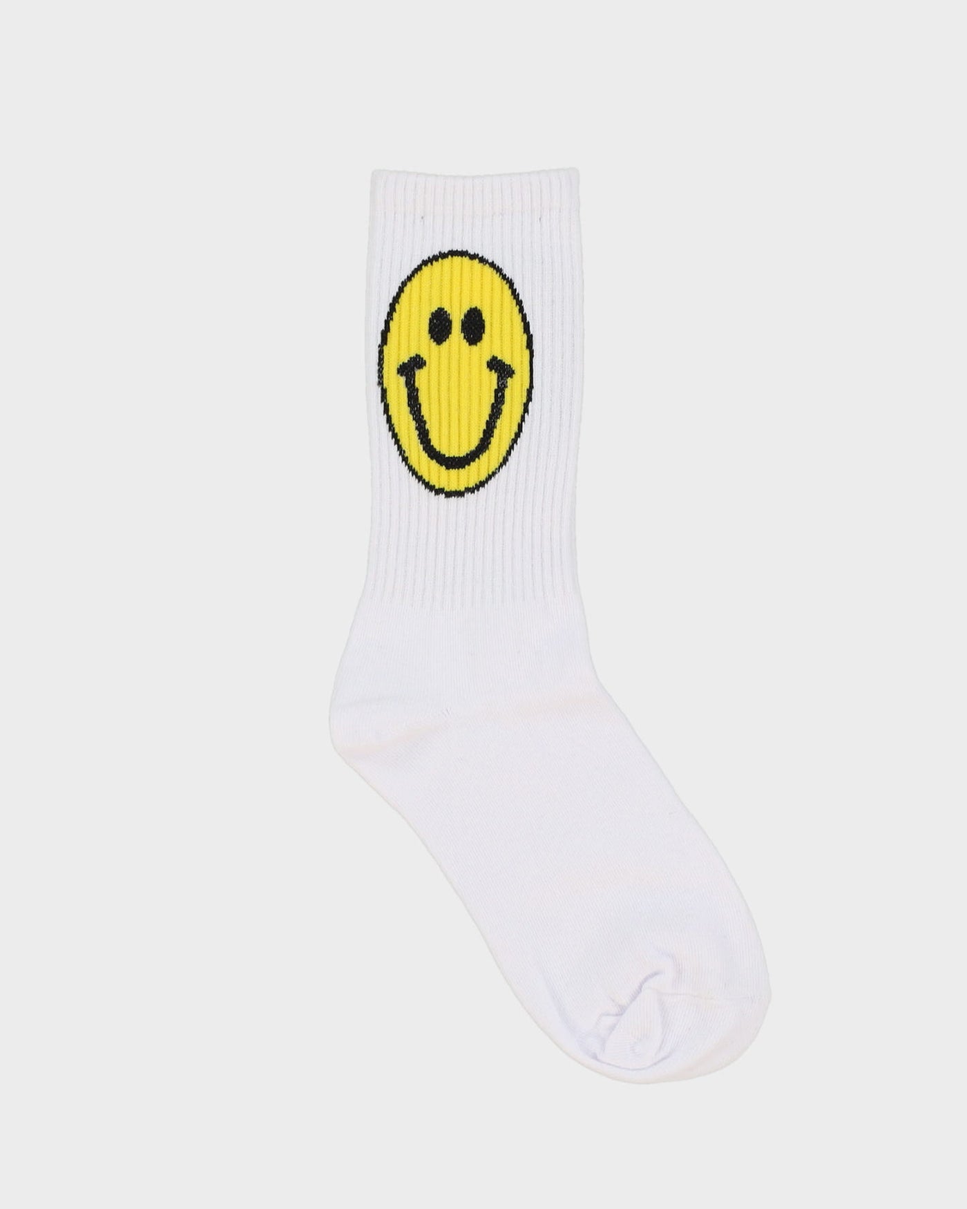 White Yellow Smiley Face Socks