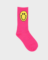 Pink Yellow Smiley Face Socks