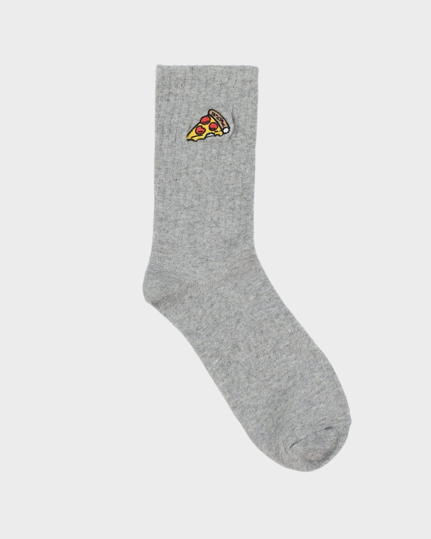 Grey Pizza Embroidered Socks