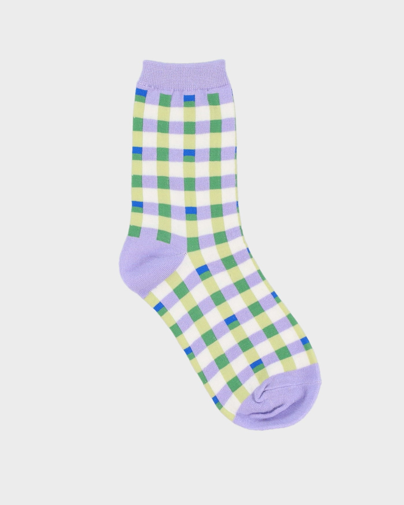 Pastel Purple / Green Check Pattern Socks