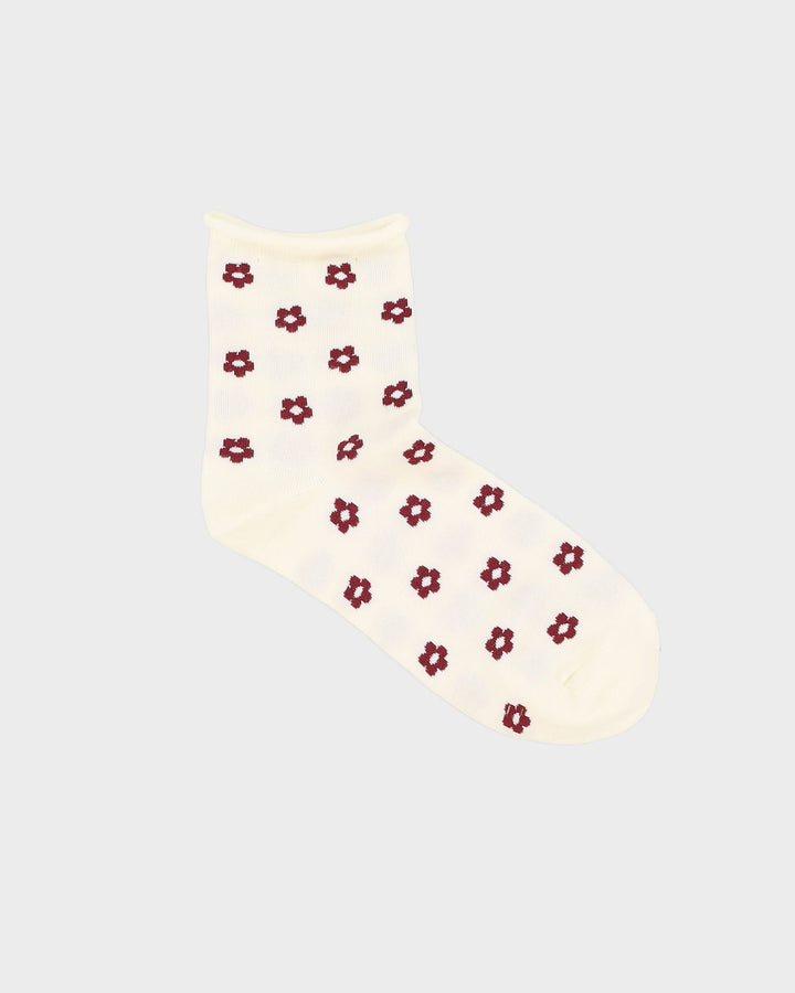Cream Floral Socks