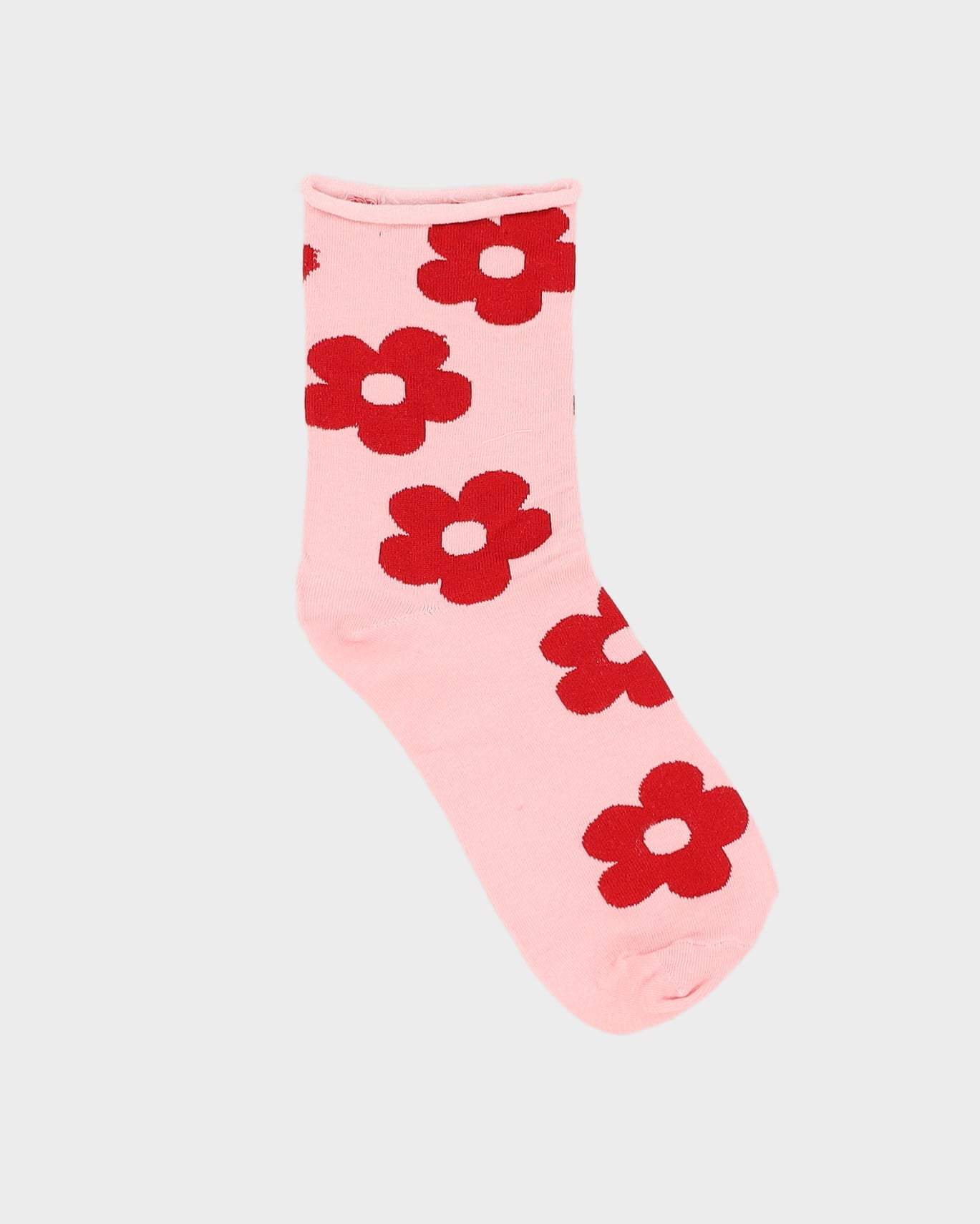 Pink / Red Floral Patterned Socks