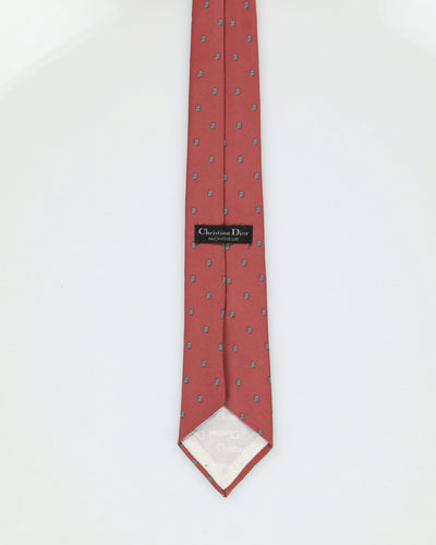 90s Christian Dior Striped Dark Pink Patterned Tie