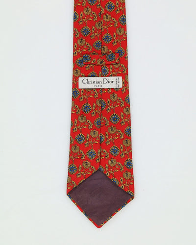00s Christian Dior Silk Red Patterned Tie