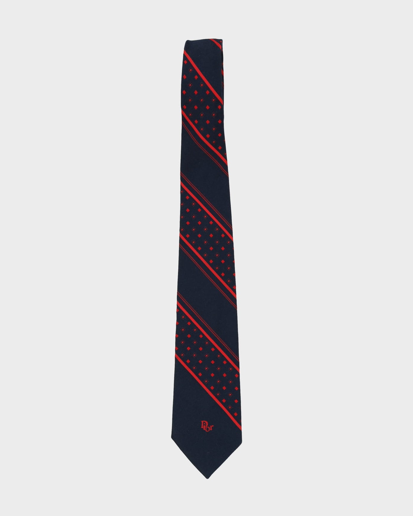 00s Christian Dior Red / Navy Patterned Tie