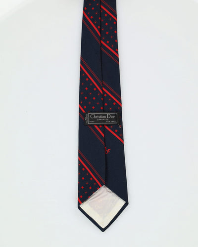 00s Christian Dior Red / Navy Patterned Tie