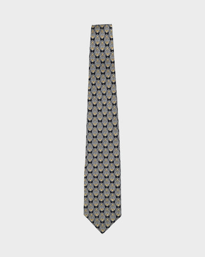 00s Christian Dior Navy / Yellow Patterned Tie