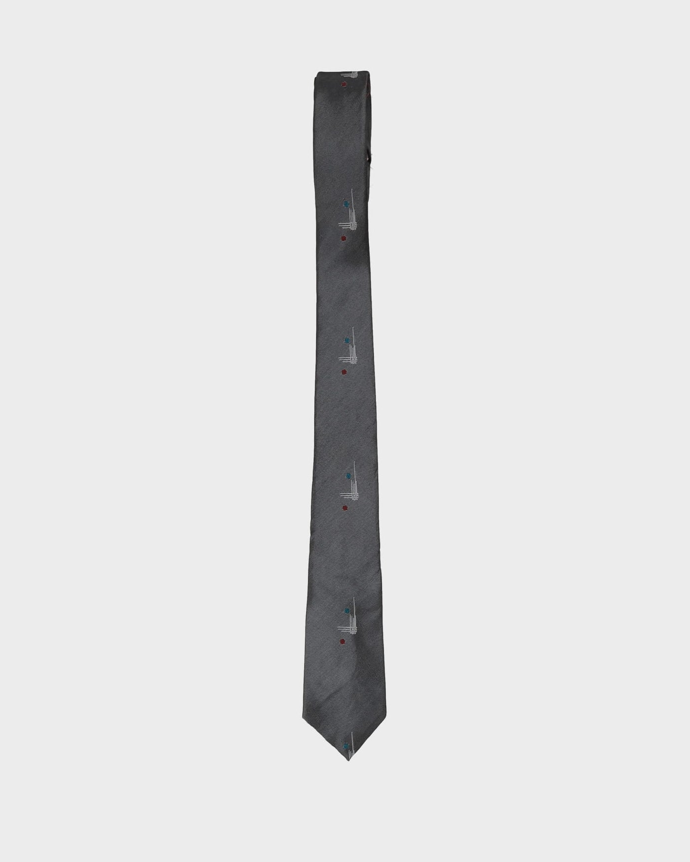 00s Christian Dior Grey / Silver Patterned Tie