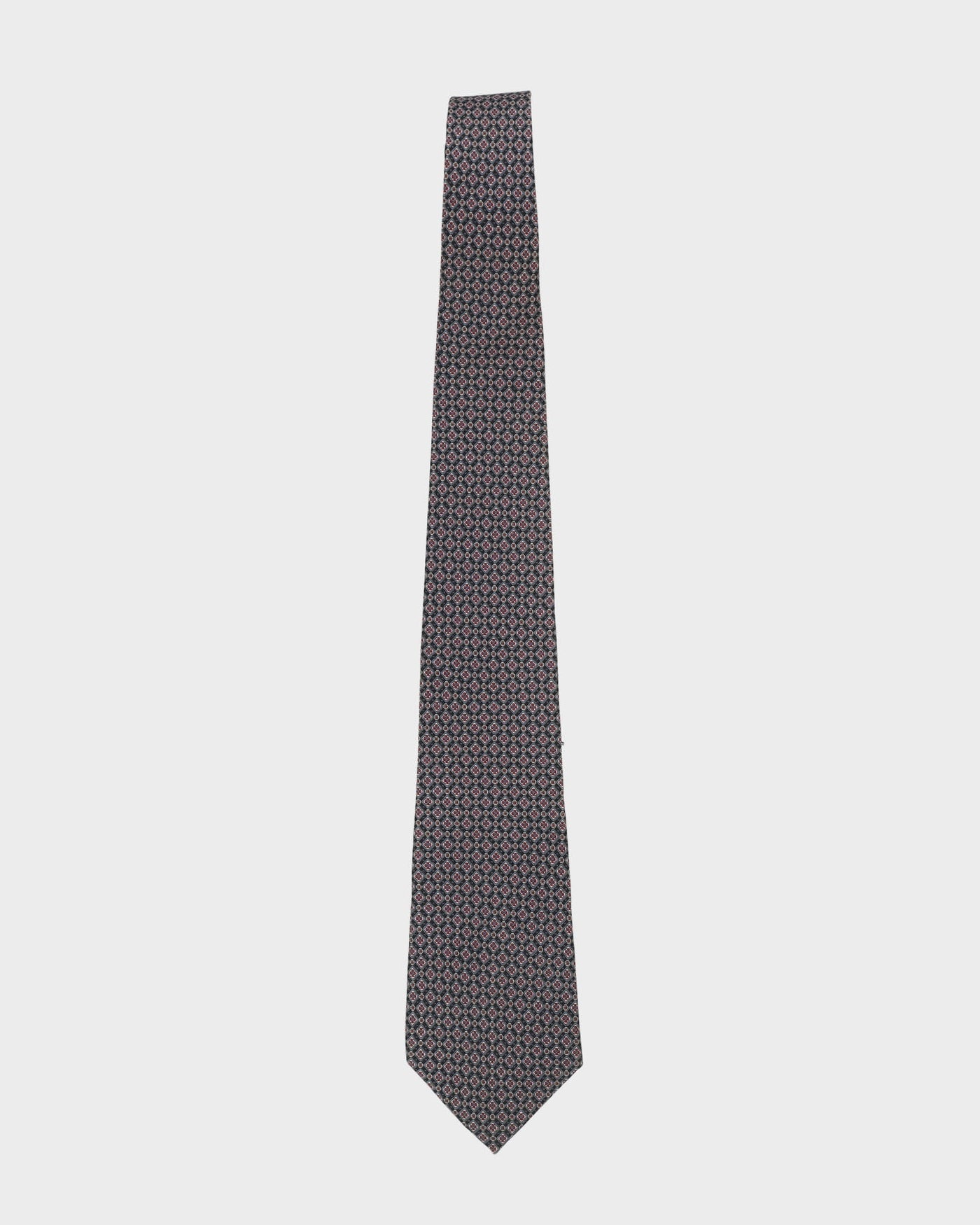 Silk 90s Christian Dior Navy / Red Patterned Tie