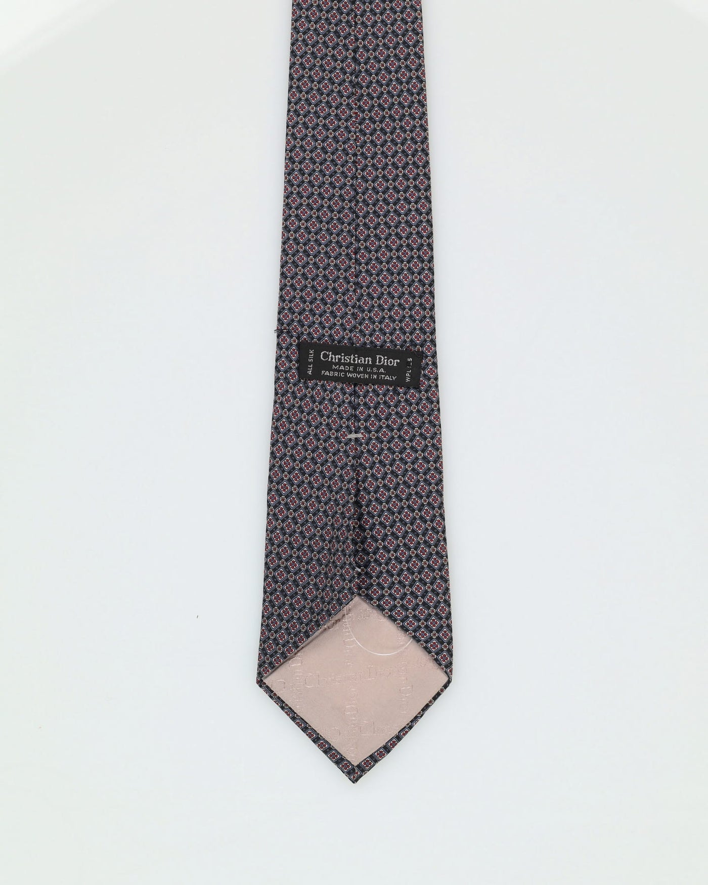 Silk 90s Christian Dior Navy / Red Patterned Tie