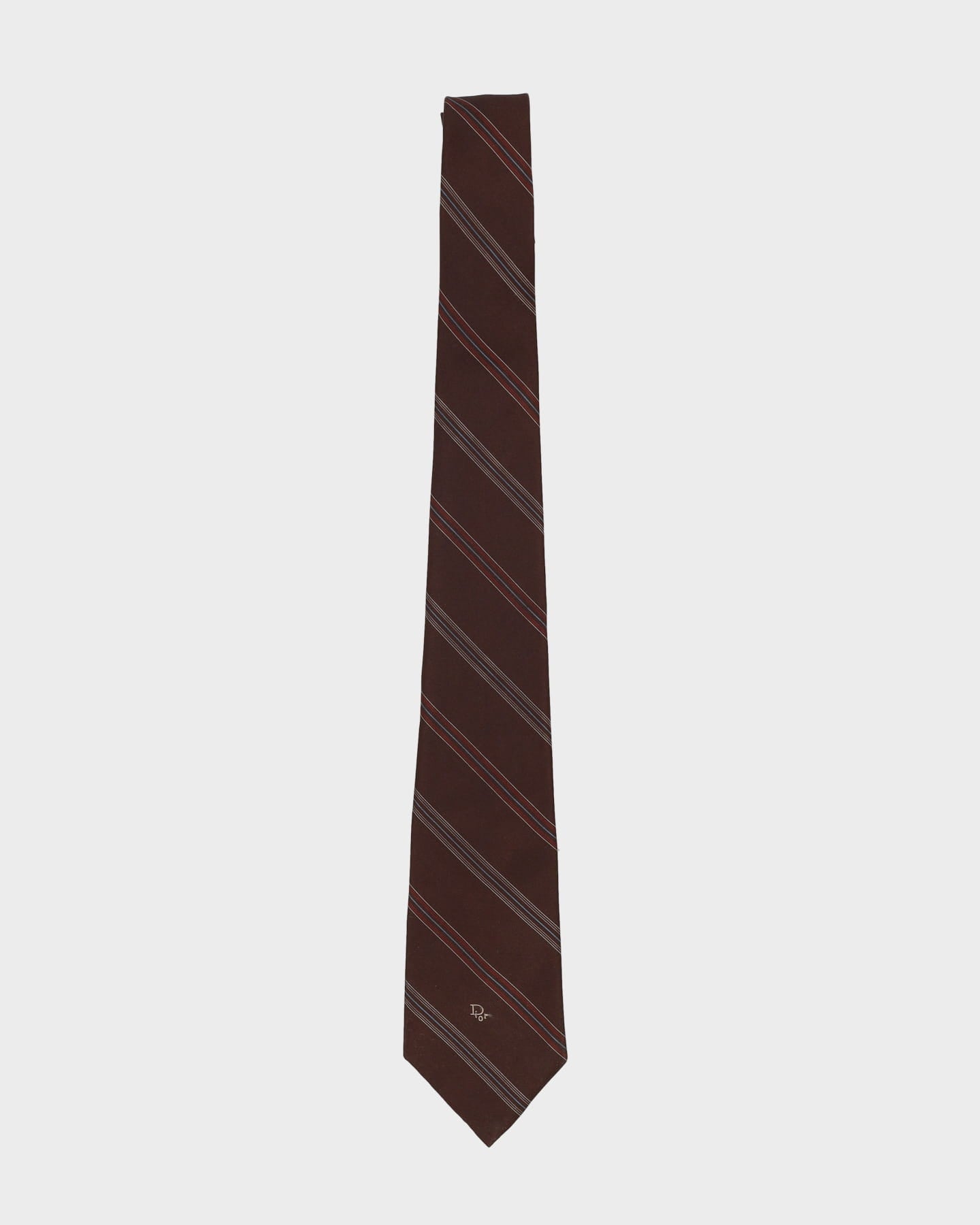 90s Christian Dior Brown Stripe Patterned Tie