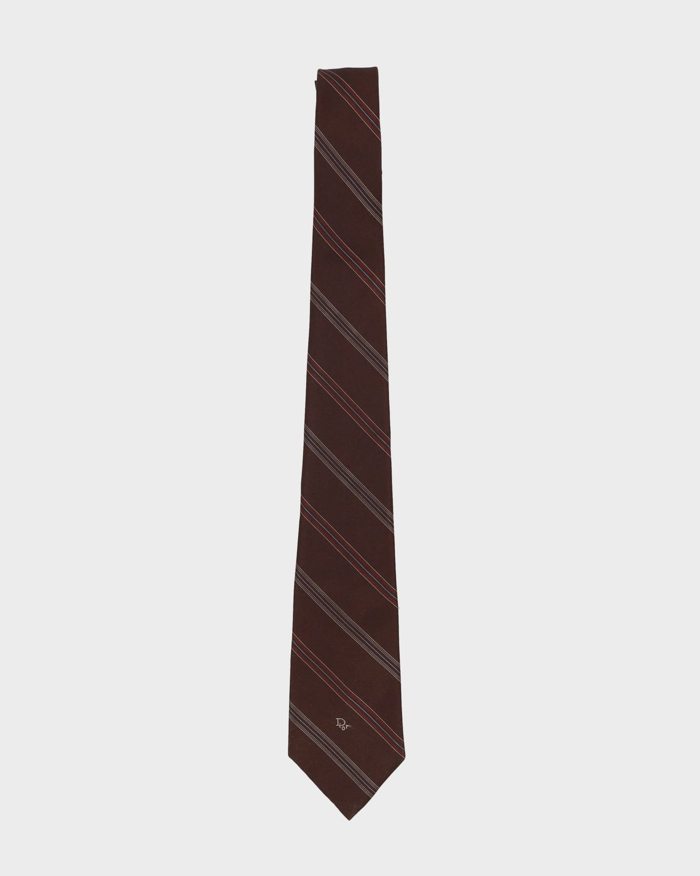 90s Christian Dior Brown Stripe Patterned Tie