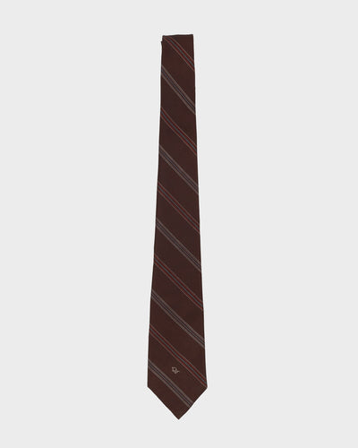 90s Christian Dior Brown Stripe Patterned Tie