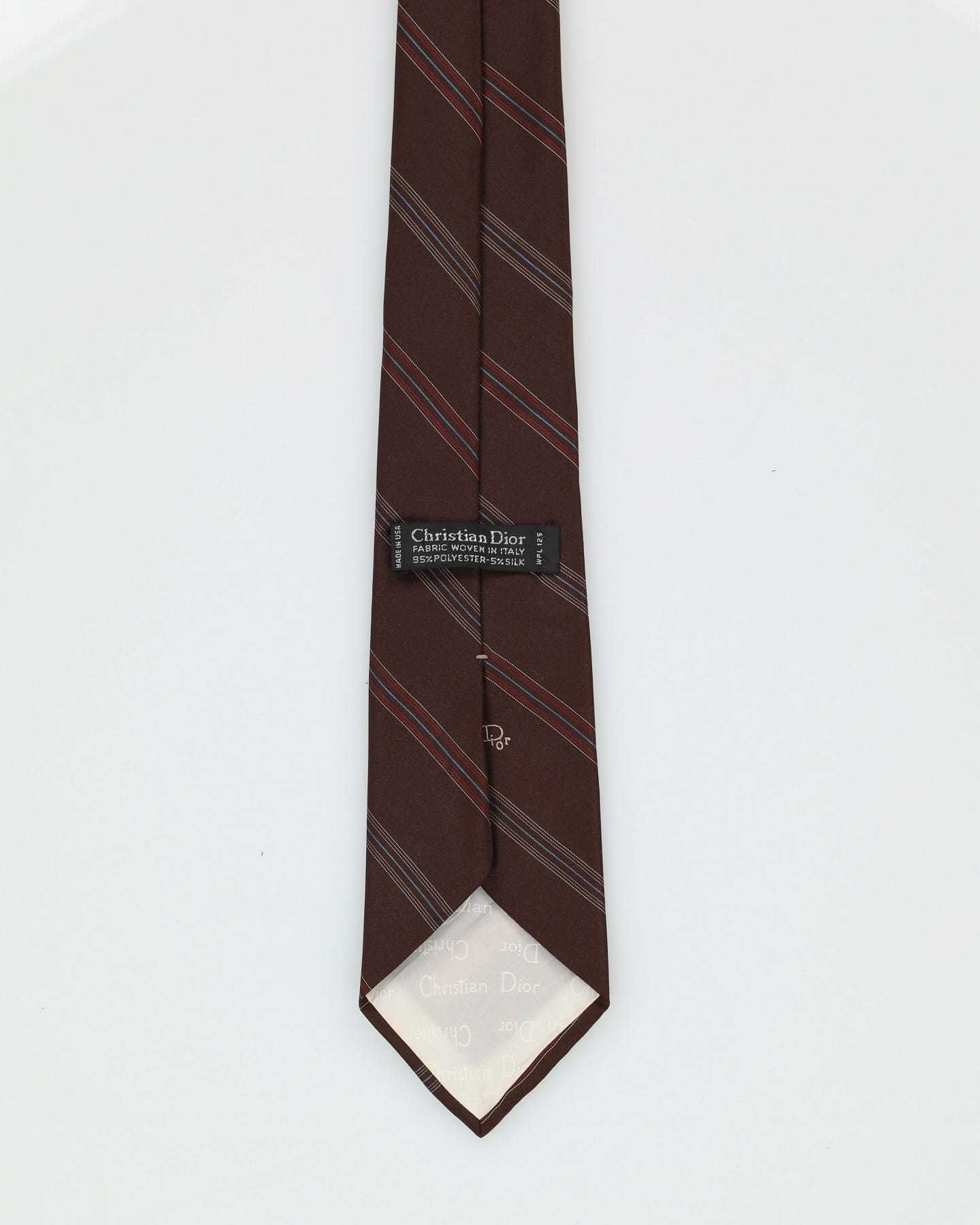 90s Christian Dior Brown Stripe Patterned Tie