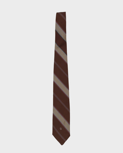 90s Christian Dior Brown Stripe Patterned Tie