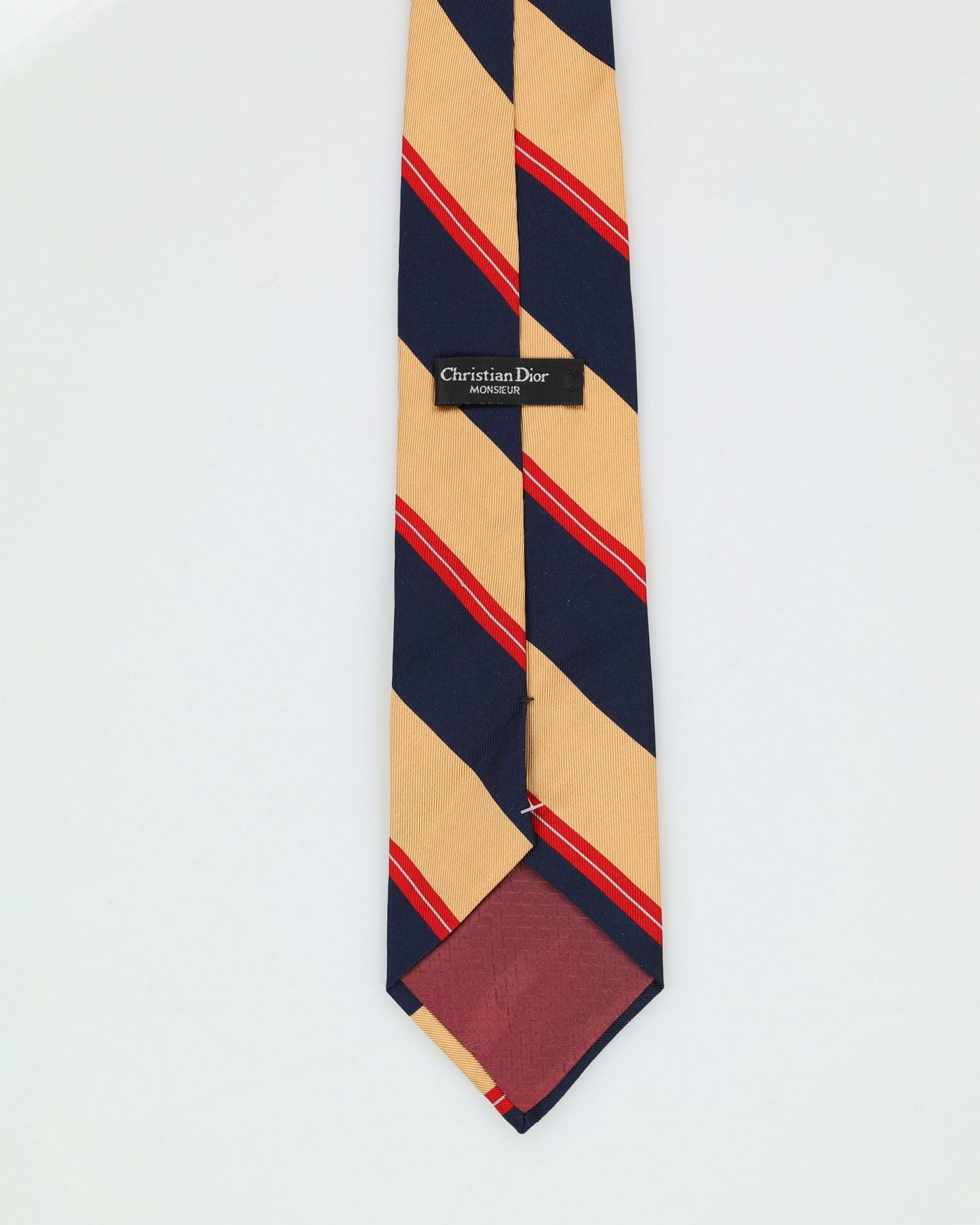 90s Christian Dior Yellow / Navy Patterned Tie