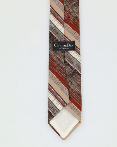 90s Christian Dior Brown Dark Tone Patterned Tie