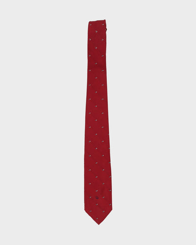 90s Christian Dior Dark Red Patterned Tie