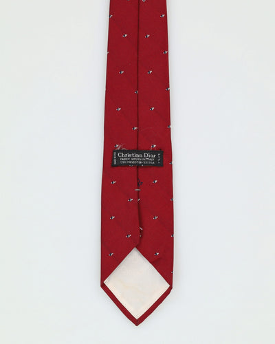 90s Christian Dior Dark Red Patterned Tie