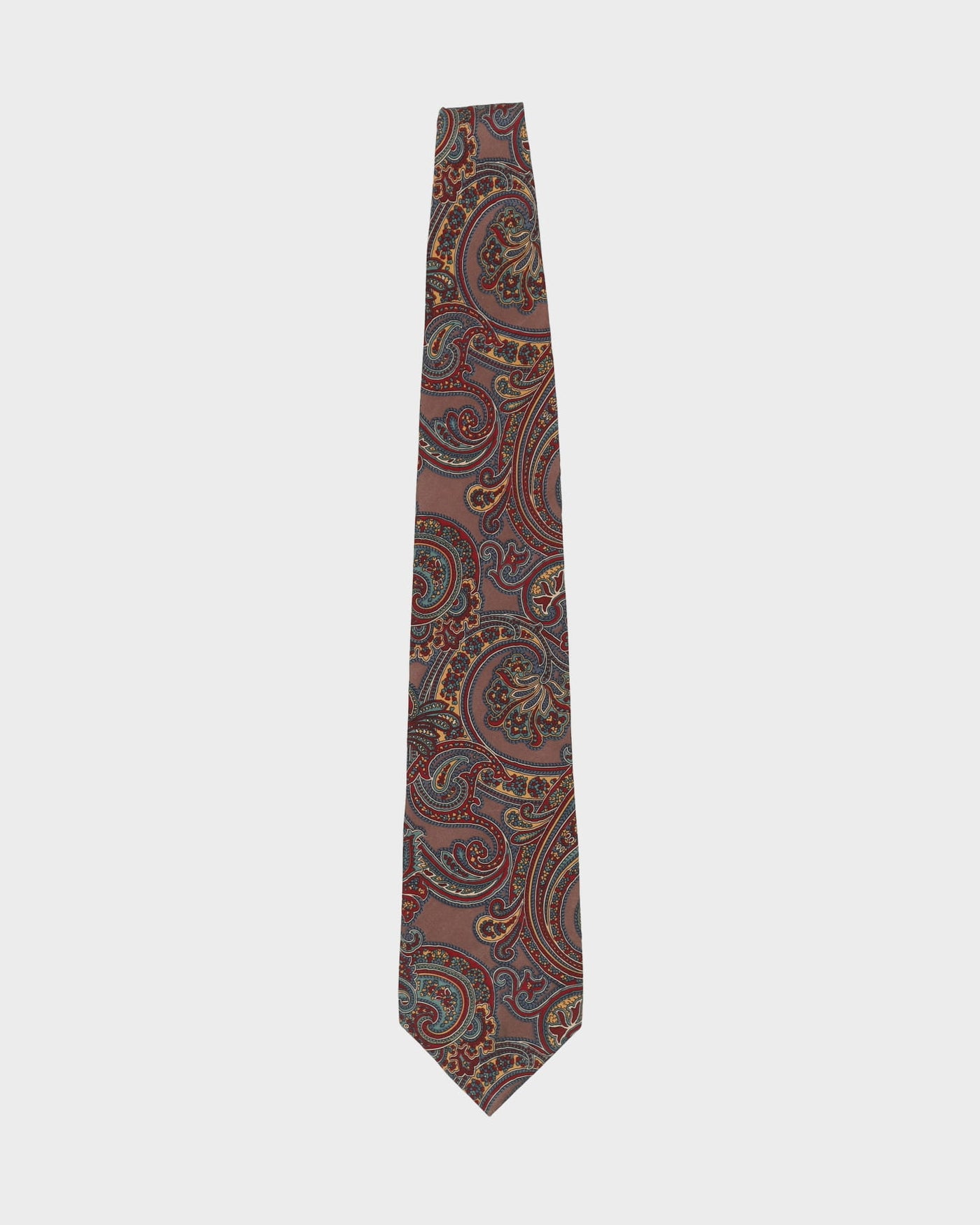 90s Christian Dior Dark Brown Paisley Patterned Tie