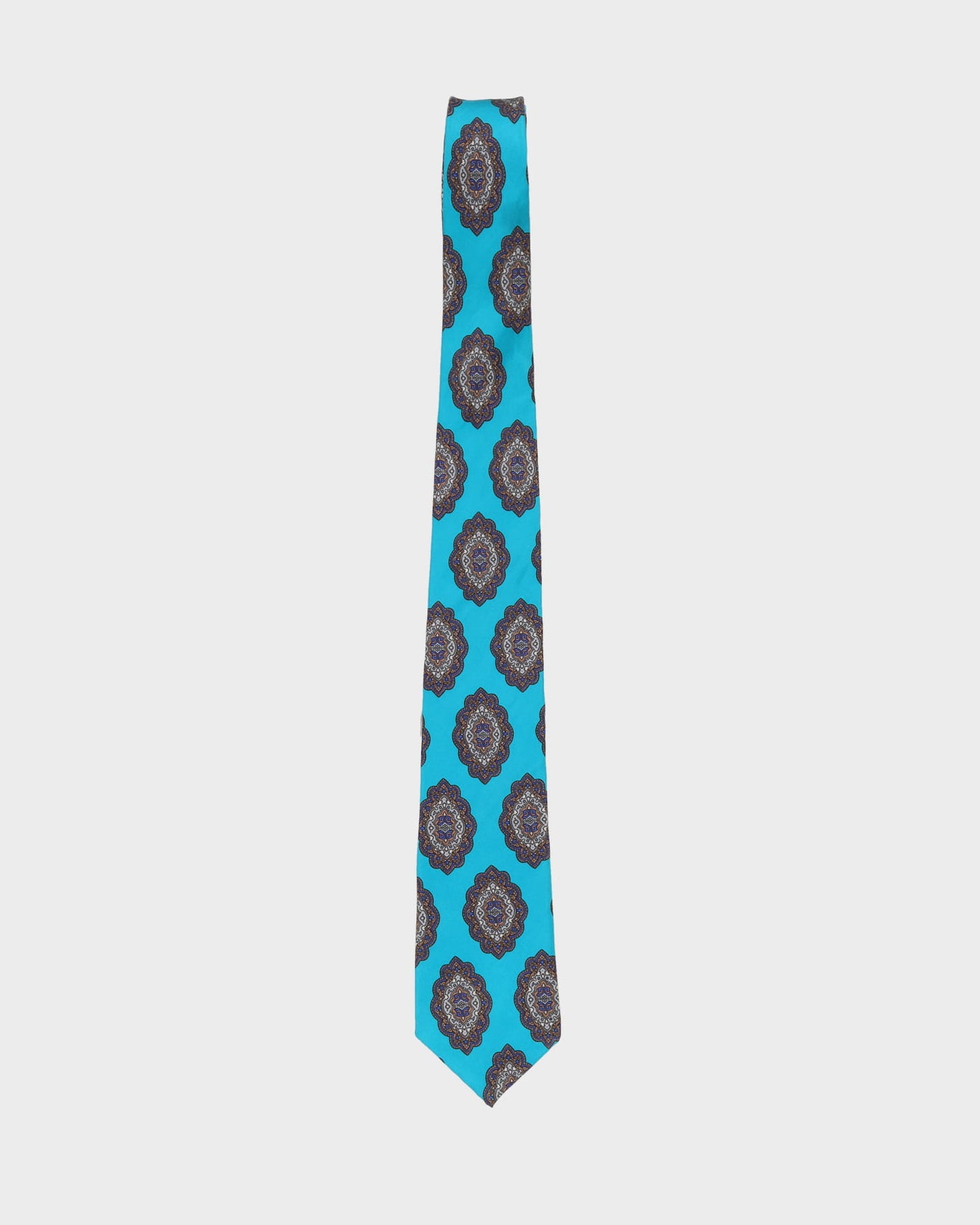 90s Christian Dior Blue / Teal Patterned Tie