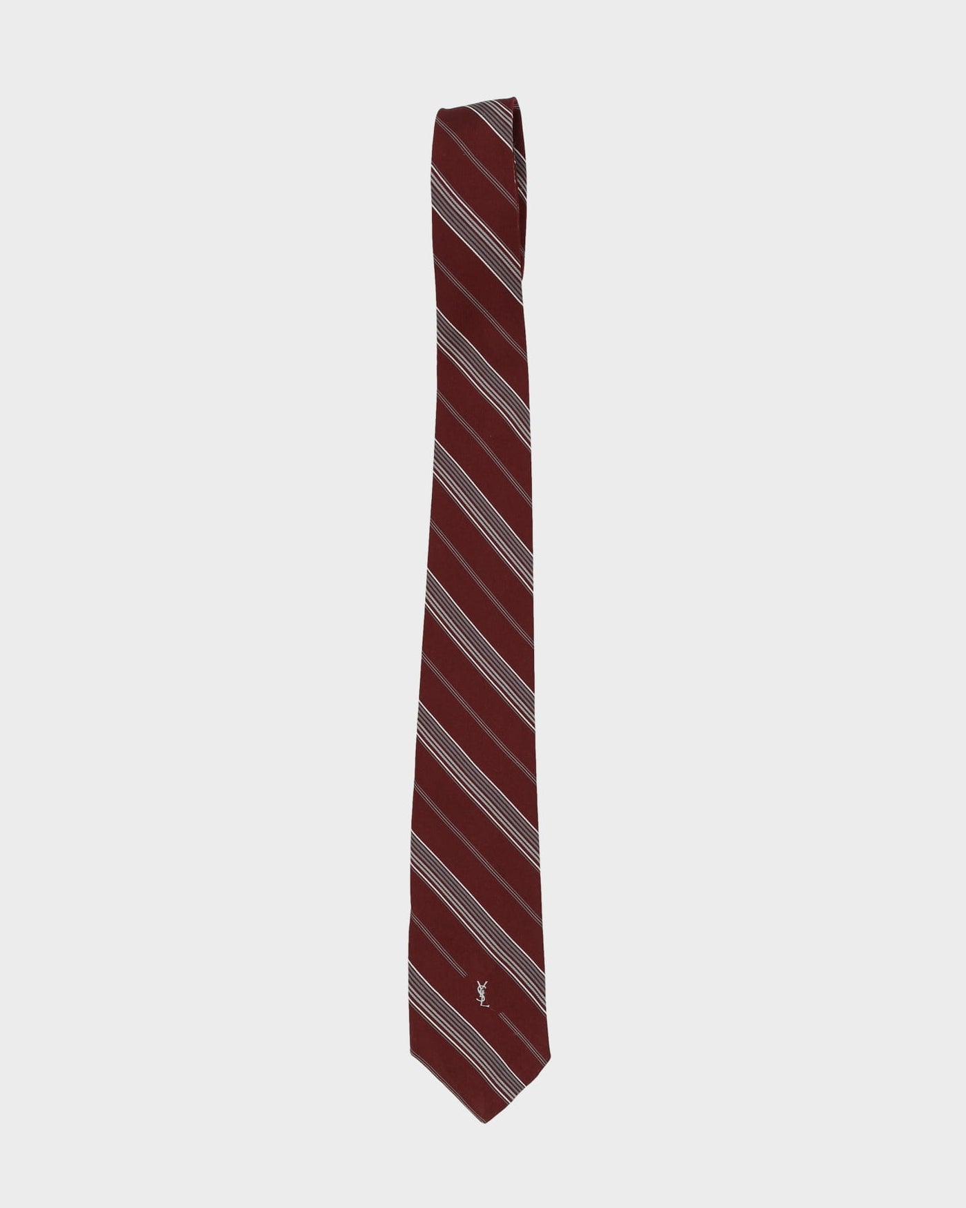 Yves Saint Laurent Burgundy Stripe Patterned Tie