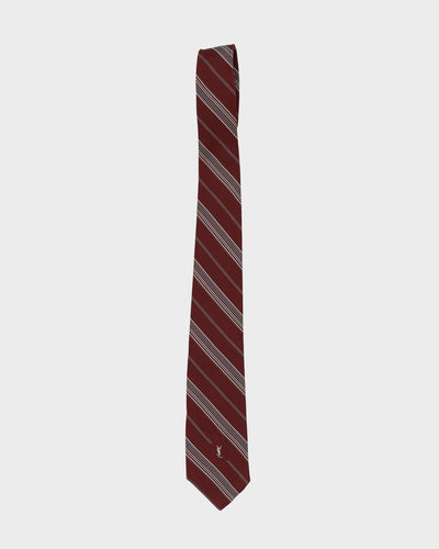 Yves Saint Laurent Burgundy Stripe Patterned Tie