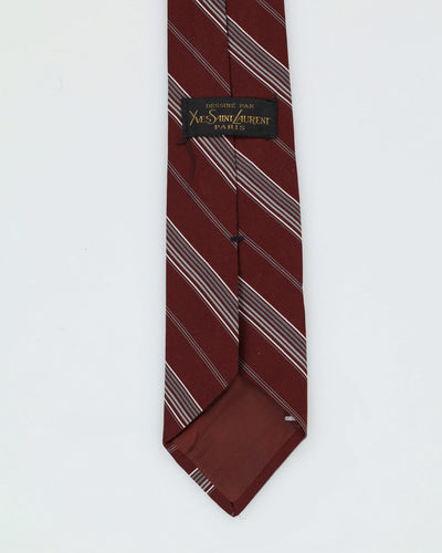 Yves Saint Laurent Burgundy Stripe Patterned Tie