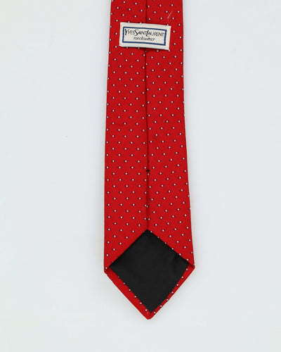 90s Yves Saint Laurent Red Patterned Tie