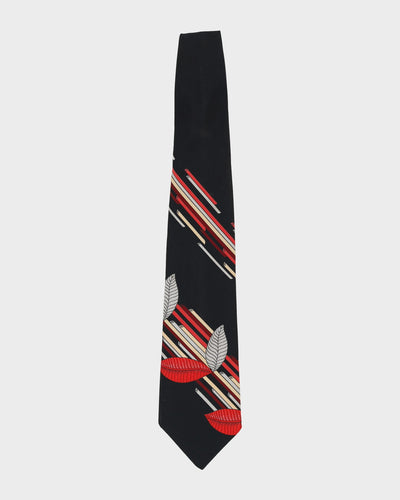 90s Yves Saint Laurent Black Patterned Tie