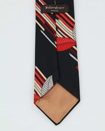 90s Yves Saint Laurent Black Patterned Tie