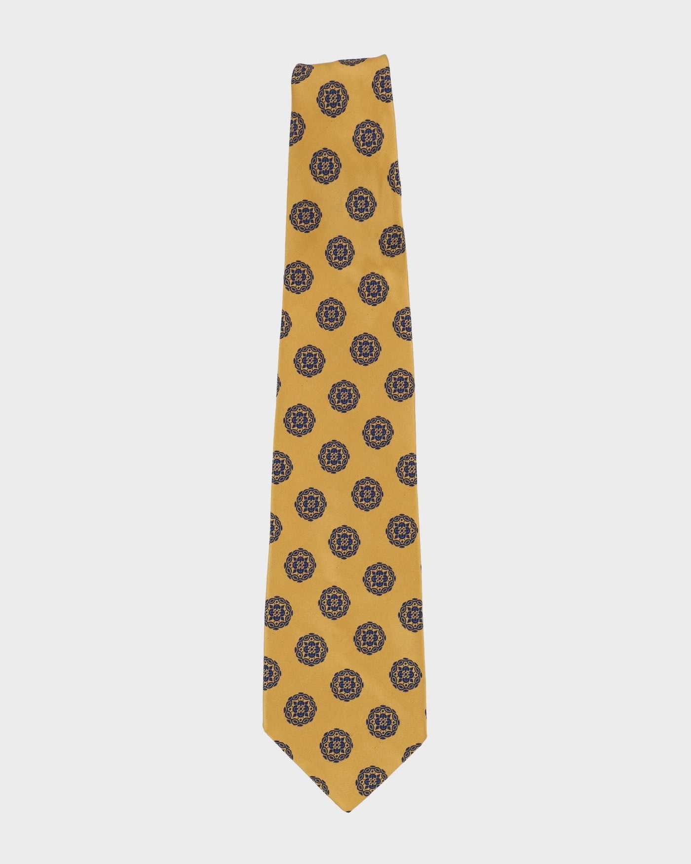 00s Yves Saint Laurent Yellow / Navy Patterned Tie