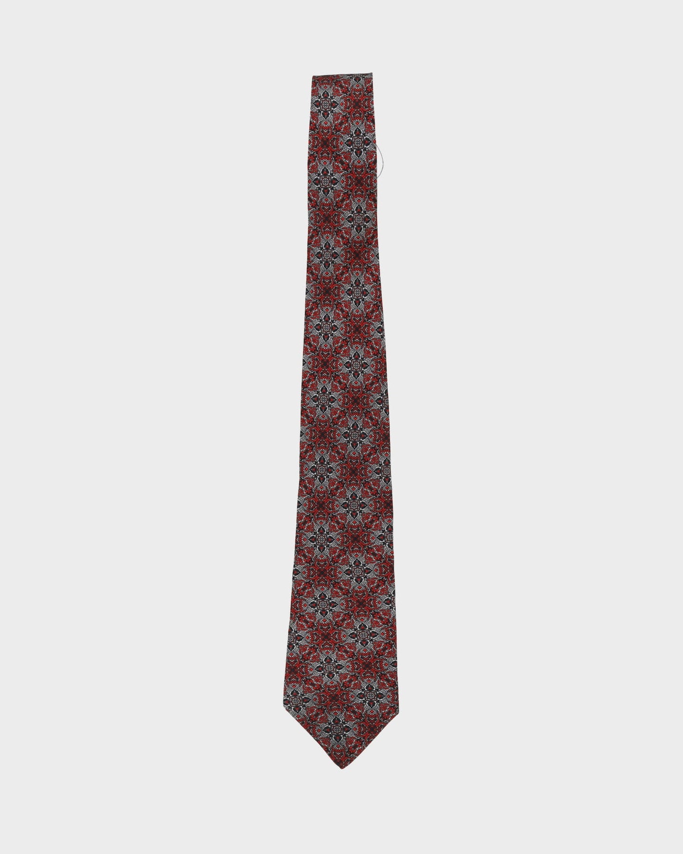 90s Silk Yves Saint Laurent Red Psychedelic Patterned Tie