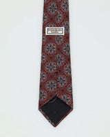 90s Silk Yves Saint Laurent Red Psychedelic Patterned Tie
