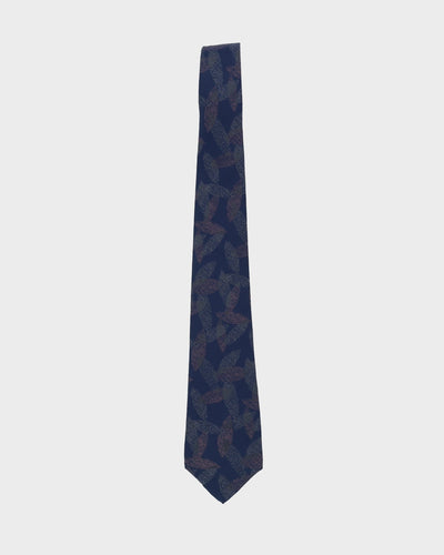 90s Yves Saint Laurent Blue Patterned Tie