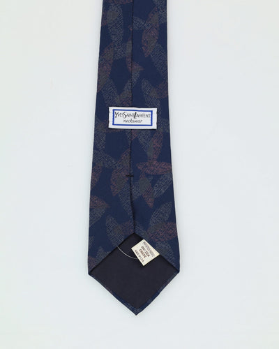 90s Yves Saint Laurent Blue Patterned Tie
