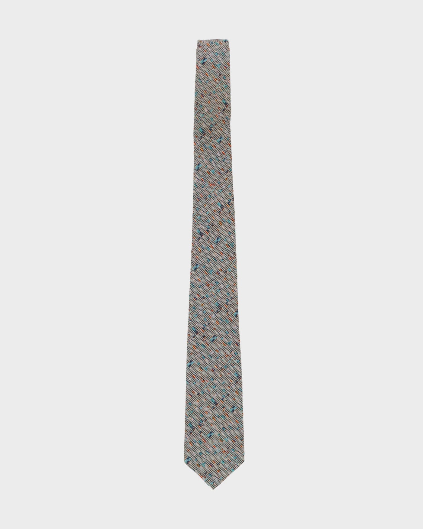 90s Yves Saint Laurent Grey Patterned Tie