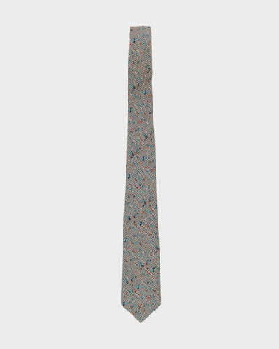 90s Yves Saint Laurent Grey Patterned Tie