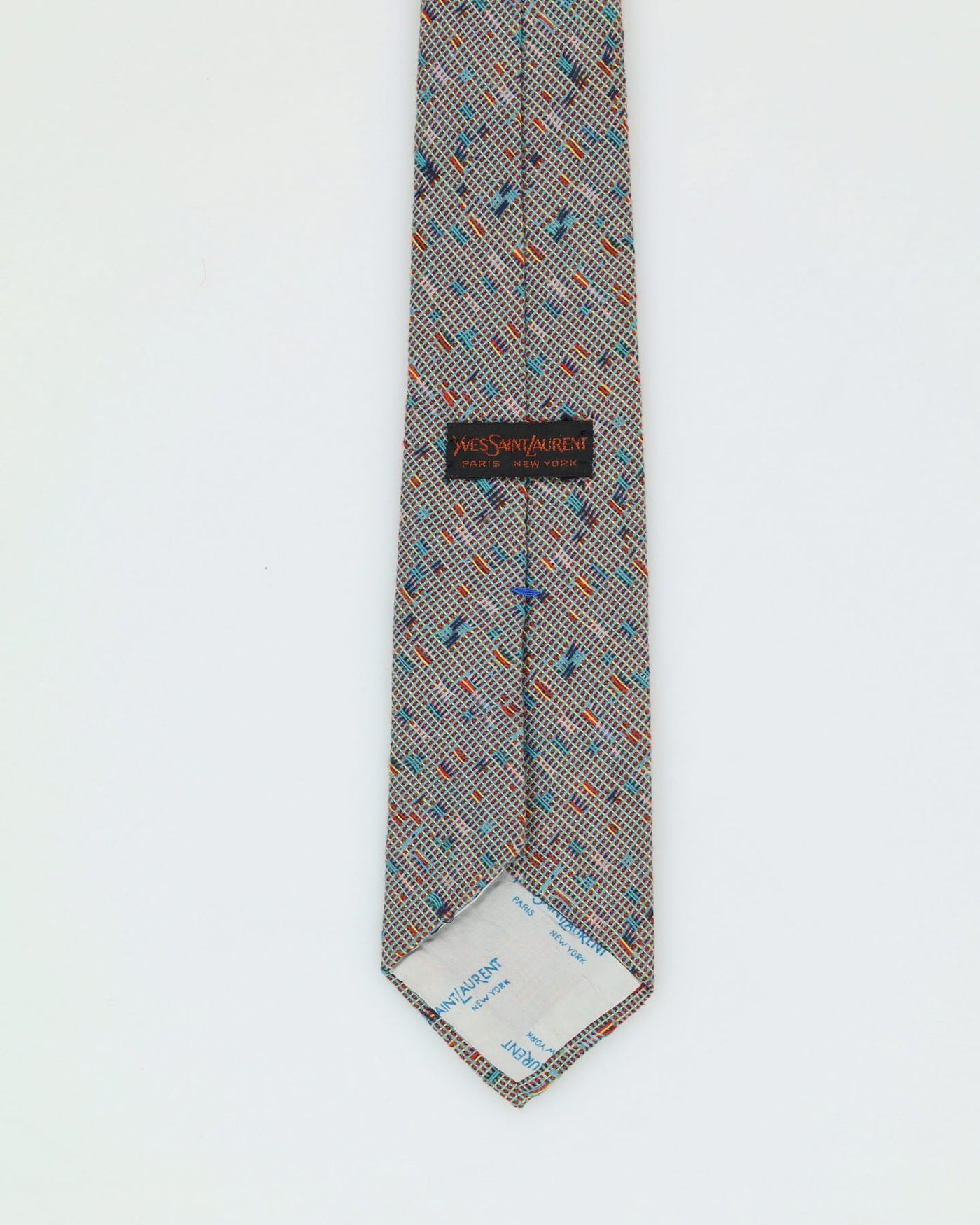 90s Yves Saint Laurent Grey Patterned Tie
