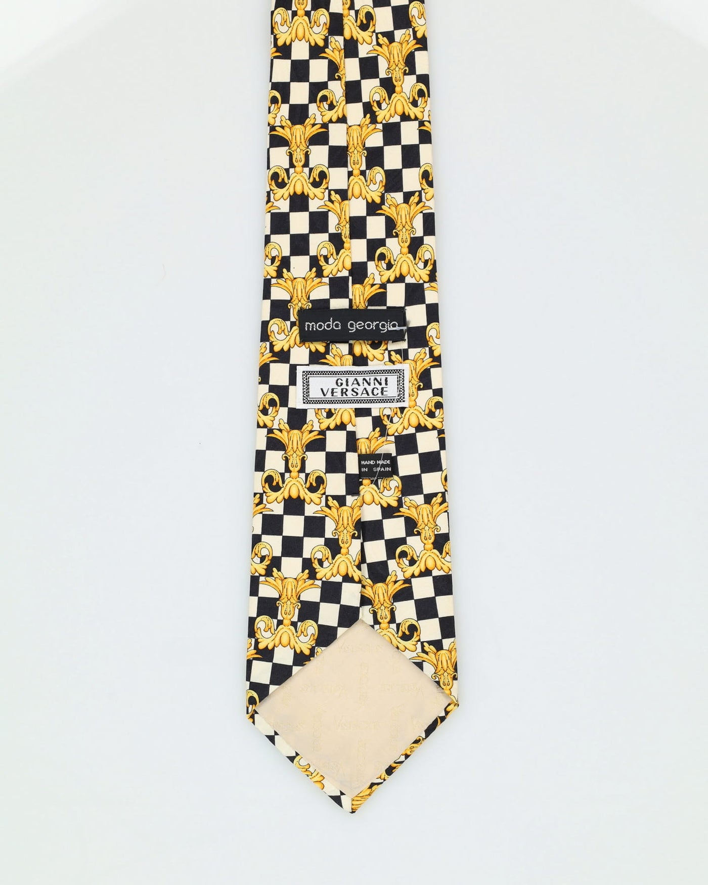 90s Gianni Versace Black / White / Yellow Patterned Tie