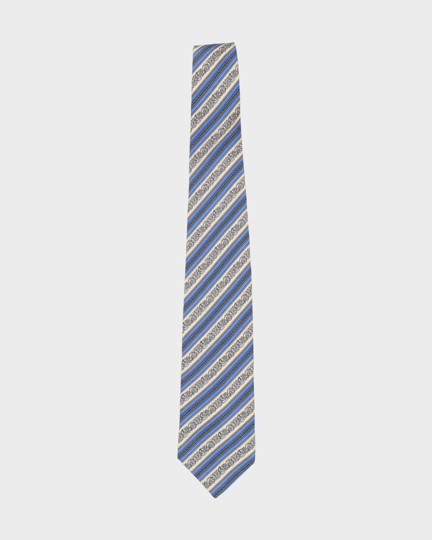 90s Gianni Versace Blue / Cream Patterned Tie