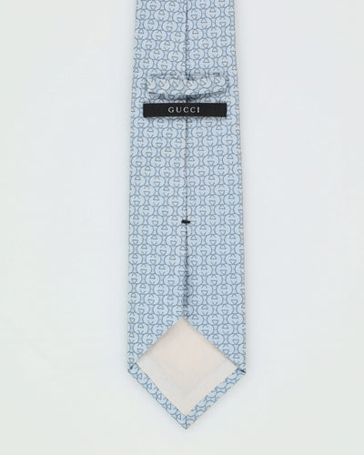 Gucci Blue Monogram Pattern Tie