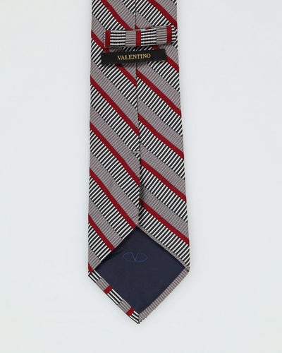 Valentino Red Stripe Patterned Silk Tie