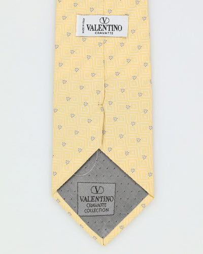 80s Valentino Yellow Patterned Silk Tie
