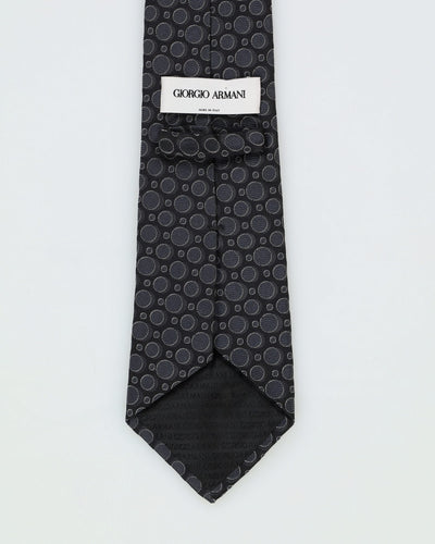 Giorgio Armani Black Spot Patterned Silk Tie