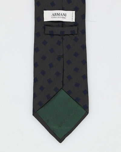 Armani Dark Grey / Navy Patterned Silk Tie